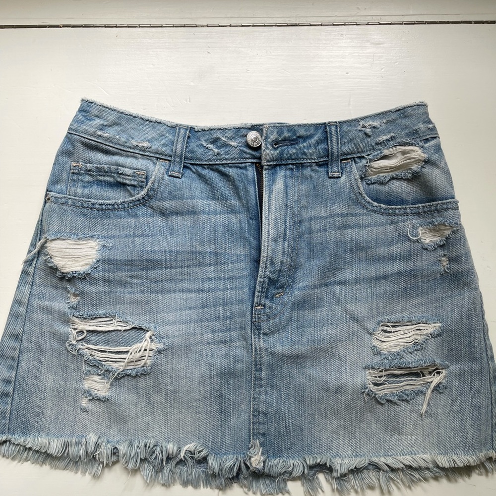 Abercrombie & Finch Distressed Jean Skirt